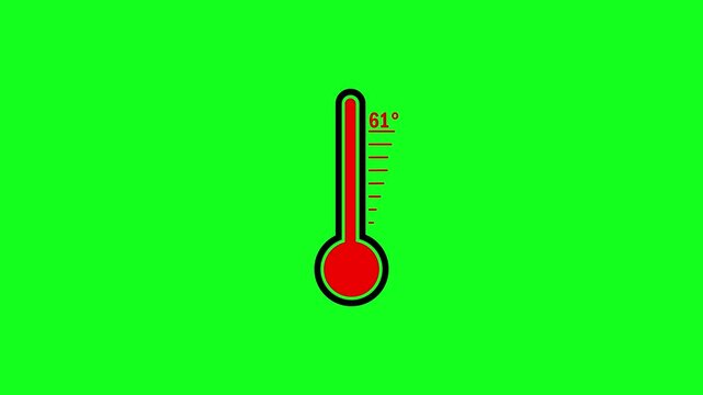Medical thermometer icon animation. Digital meter indicates weather temperature 61 degree increse or decline. thermometer icon 4k animation video.
