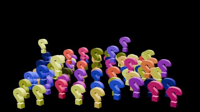 33 seconds grid row column questions marks jumping up and down black background animation screensaver visualiser motion graphics education ask find seek HD video 