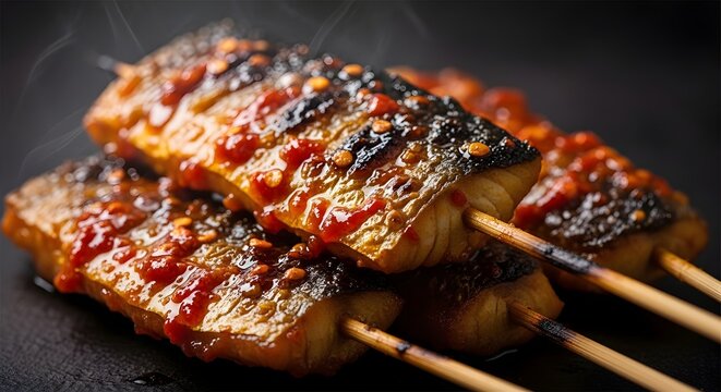Grilled Mackerel Skewers with Savory Glaze A Delicious Seafood Delight