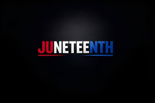 Juneteenth National Independence Day 3D Typography on Black Background with Red White and Blue Accents