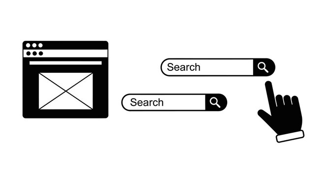 Minimalist search bar elements with icons for modern web design