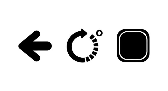 Arrow refresh symbol and rounded square icons in minimalist style