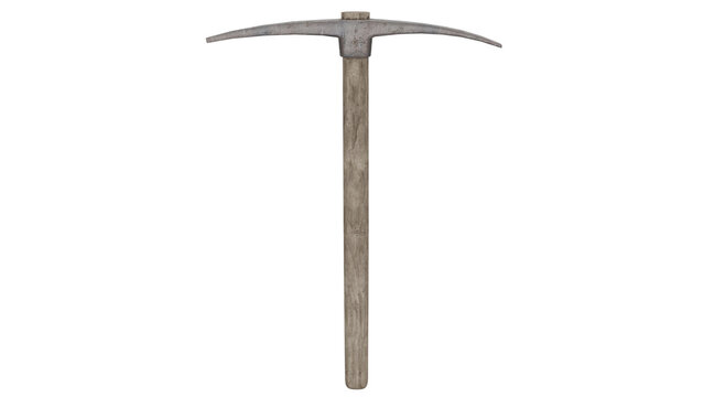3D model of a pickaxe on a plain background for mining tasks