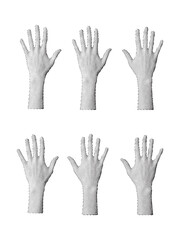 Fototapeta premium Artistic halftone illustrations of hands in various positions 