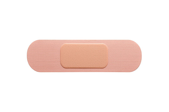Adhesive bandage patch providing first aid, protection, and healing for minor injuries on transparent background