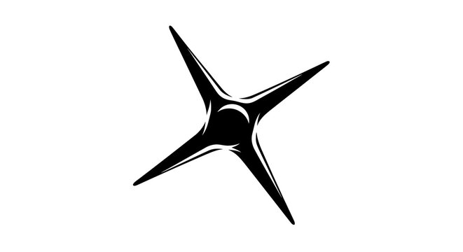 Abstract black ninja star design on white background