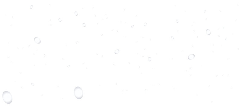 Transparent water drops bubbles isolated on white background. Realistic liquid droplet top view condensation splash pattern. Fresh cool wet dew spray surface overlay design element. PNG