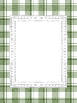 Rectangular frame with a watercolor hand painted green gingham checkered pattern. Charming and romantic design includes delicate, decorative borders. For invitations, photo frames, or retro projects.