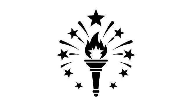Black torch icon with stars symbol.