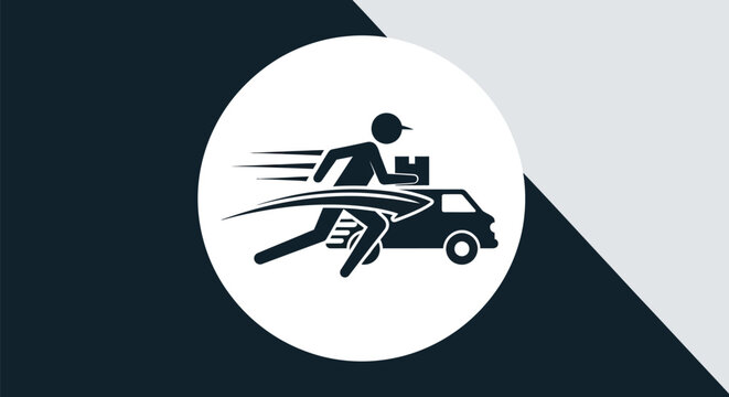 Delivery Man Running With Car Goods.