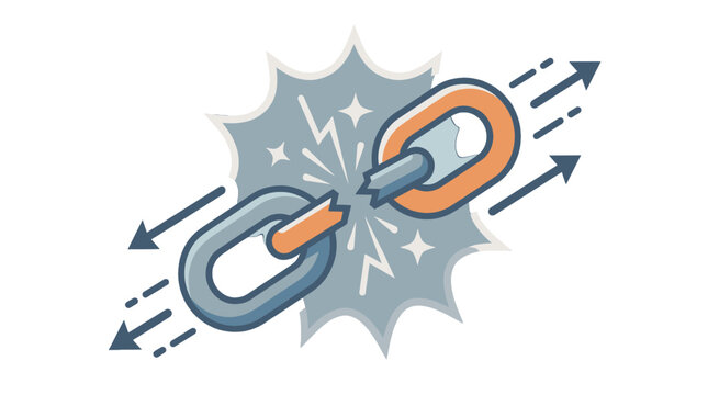 Breaking free chain link icon.