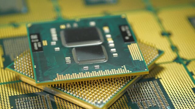 Central processing units for PC. Close view of CPU pins and contacts