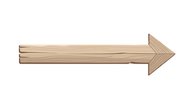 Wooden textured arrow pointing right on white background