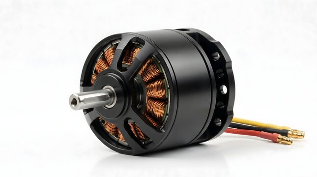 High-End Unbranded Brushless Outrunner DC Motor with Copper Windings on White Background