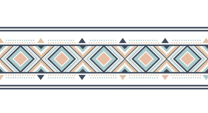 Geometric tribal pattern with pastel tones and symmetric design