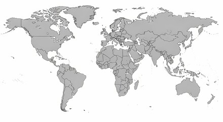 Obraz premium World map outline vector illustration isolated on white background global geography design