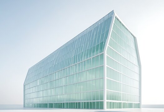 Abstract futuristic smart building system for climate adaptation and energy efficiency with digital grid and modular architecture