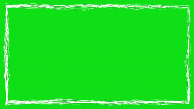 Square frame hand-drawn scribble animation. Pen marker doodle style. Sketched motion element. Loop. Green screen, chromakey