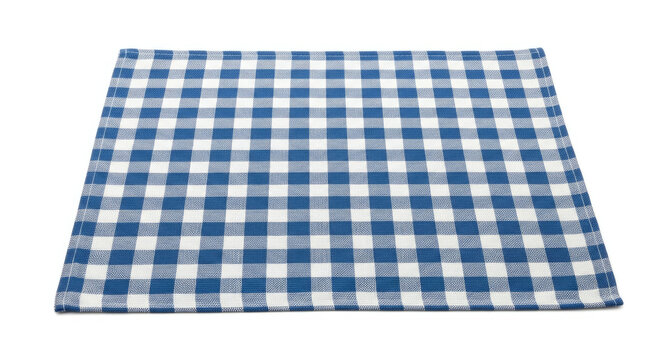 Blue and white checkered tablecloth for dining or picnic classic gingham pattern square textile fabric surface for table setting and decoration