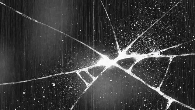 Abstract black and white shattered ice or glass crack pattern background