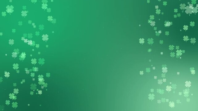 Saint Patrick falling clover shamrock animation green border