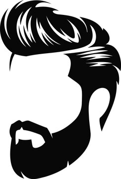Black silhouette of a mans face with beard and mustache and hair
