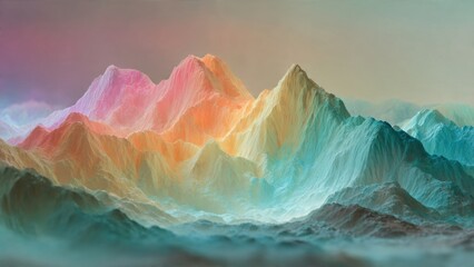 Naklejka premium Rainbow Colored Mountain Landscape