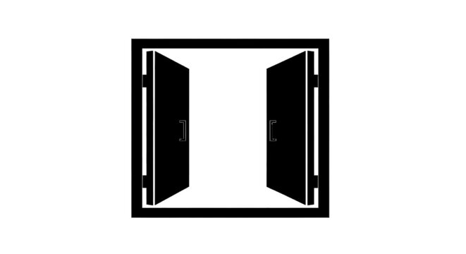 Vector illustration of icon of double doors opening, vector illustration on a transparent background