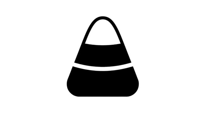 Vector illustration of candy corn icon, simple black and white vector illustration of a traditional halloween treat on a transparent background