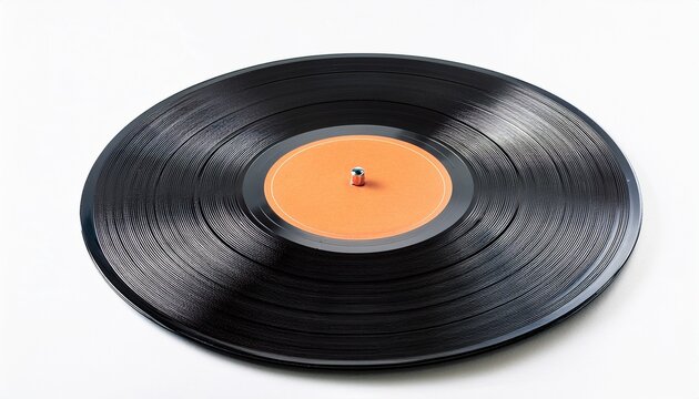 vinyl record lp black disc analog vintage music audio player isolated white background
