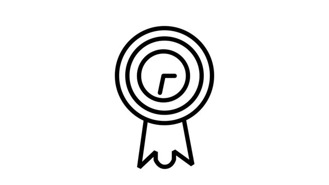 Time Efficiency Award Motion Icon. Animated ribbon badge featuring a clock, representing time management excellence, punctuality awards, or high productivity recognition.