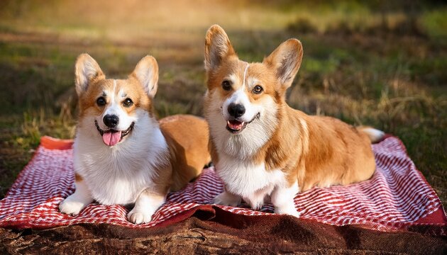 playful corgis lounging on picnic blanket trendy dog hairstyles