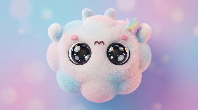 Ador?vel boneco de pel?cia em forma de nuvem com olhos grandes e express?o fofa, ideal para decora??o infantil ou presente.