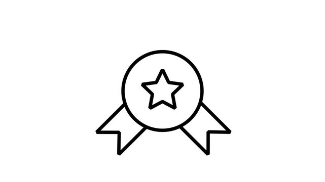 Star Achievement Ribbon Motion Icon. Professional animation of a ribbon badge with a star, symbolizing excellence, high quality, top rating, and successful business achievements.