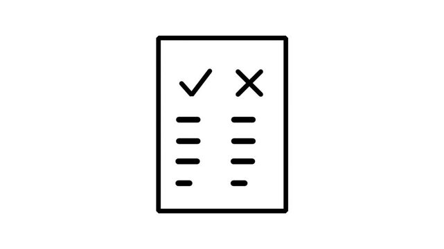 Task Checklist Motion Icon. Animated checklist icon showing tick and cross marks, suitable for project management, task tracking, or business evaluation and productivity concepts.