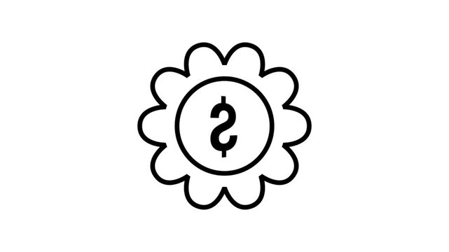 Currency Badge Motion Icon. Animated badge icon featuring a dollar sign in a flower shape, representing financial success, premium banking, and top-tier monetary value.