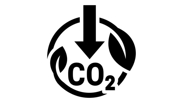 Carbon dioxide reduction icon, co2 emission reduction symbol with leaves, vector illustration isolated on white backgrou