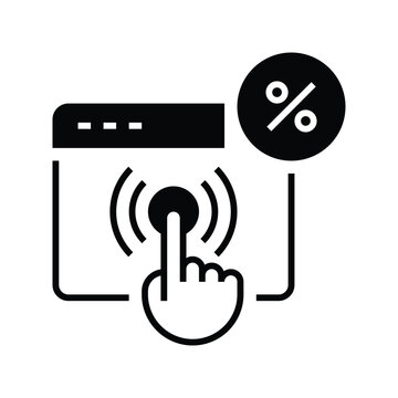 Black Click Through Rate Icon with solid or glyph style