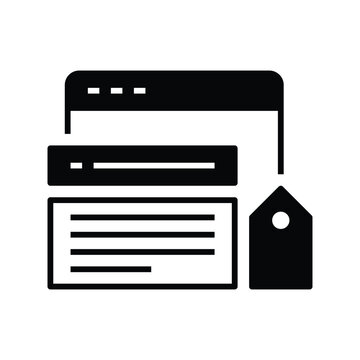 Black Meta Tags Icon with solid or glyph style