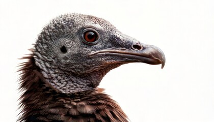 Fototapeta premium Detailed portrait of a Black Vulture against a white background.