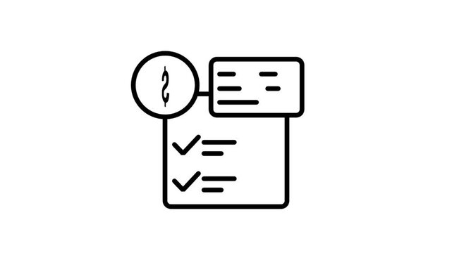 Financial Checklist Motion Icon. Animated icon showing a financial document with a dollar symbol and checklist, representing budget management, expense tracking, and business payment processes.