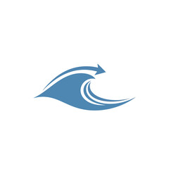 Obraz premium Dynamic blue wave graphic with a forward-pointing arrow, symbolizing continuous flow, progress, and future direction. Abstract illustration for movement, innovation, and natural power