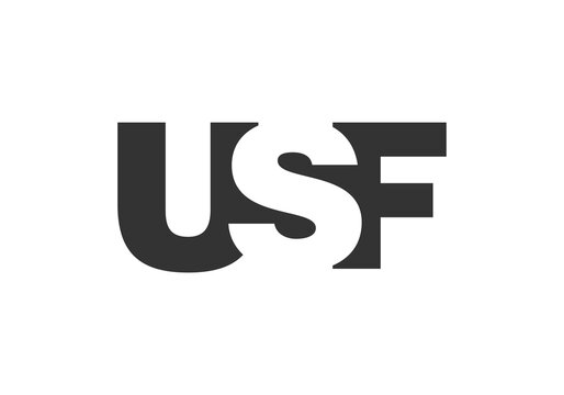 USF logo design. Initial letter U S F bold font style for tech startups, consulting, corporate branding. Creative company name, headlines typography identity, trendy logotype.