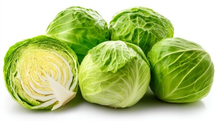 Fototapeta premium Fresh Green Cabbages Arranged in a Neat and Appealing Repeating Pattern