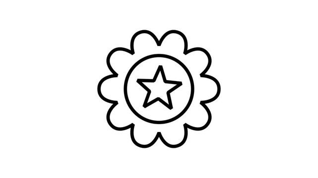 Premium Quality Star Motion Icon. Animated badge icon featuring a star in a flower shape, representing premium quality, top rating, excellence, or a successful achievement.