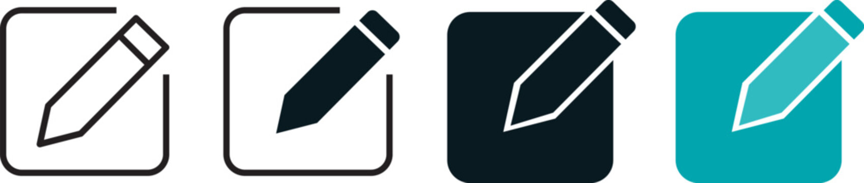 Edit Text Icon Set &ndash; Text Editing, Write and Modify UI Symbols. Vibrant pencil and paper symbols for user interface design, professional pack of edit icons 
