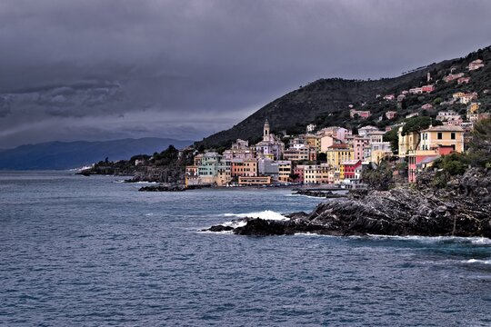 Bogliasco - a tourist town in Liguria with a beautiful rocky coast, near the Cinque Terre and Genoa