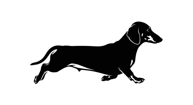 Dynamic vector outline of a dachshund walking in a classic side profile. transparent.