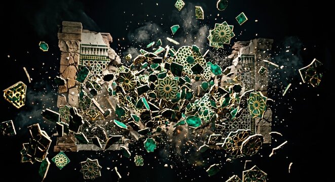 Moroccan Zellige Explosion Abstract Islamic Architecture Fragment Art Design