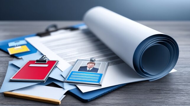 Blank Archival Document with Bordered Identity Tags on Wooden Surface